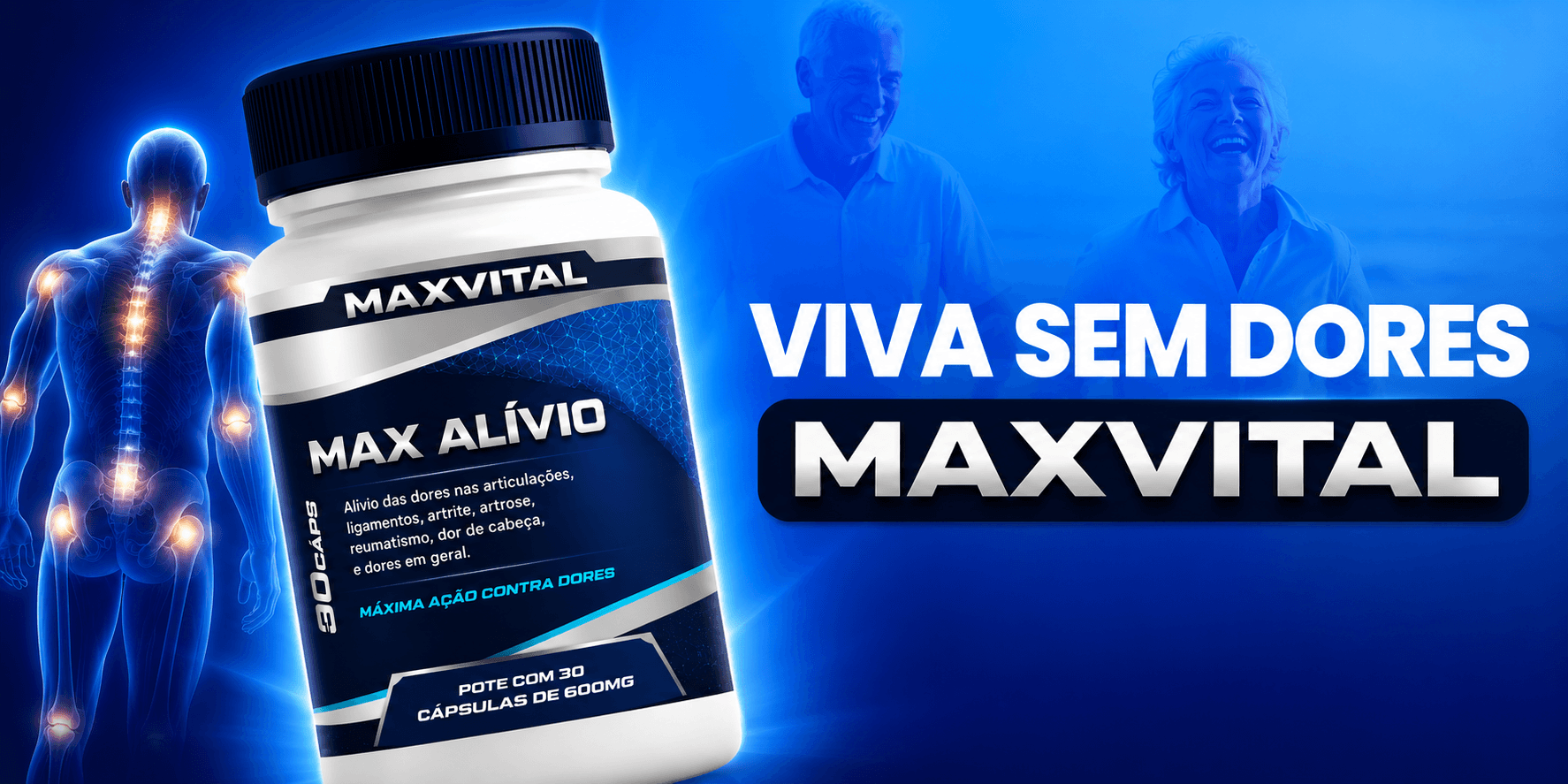 Viva sem dores com Maxvital — alívio das dores nas articulações, aumenta a flexibilidade, fortalece ossos e cartilagens.