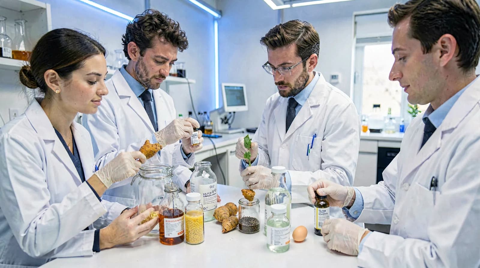 Equipe Maxvital em laboratório de formulação